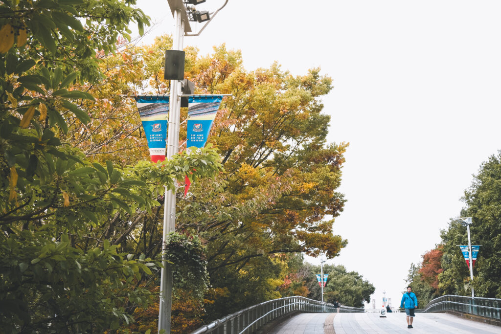 Autumn atmosphere around Nissan Stadium in Yokohama