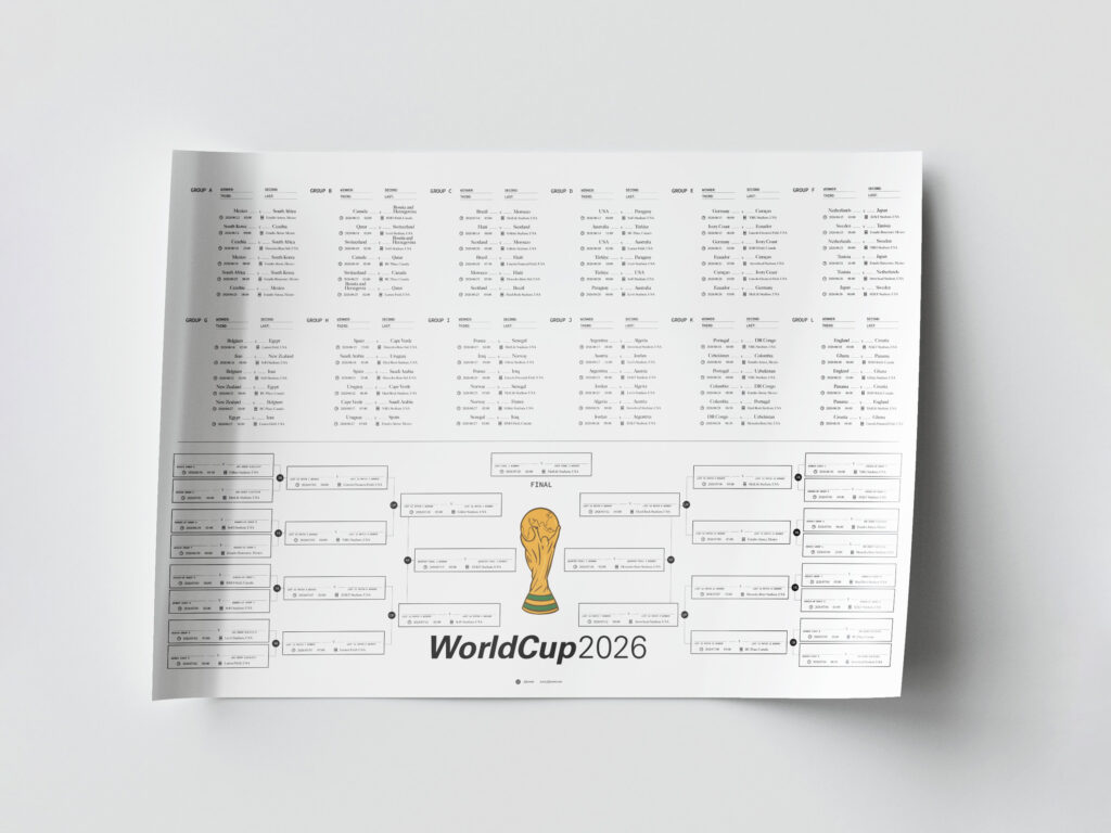 Free Download Schedule World Cup 2026 printable poster with full fixtures and knockout bracket.
