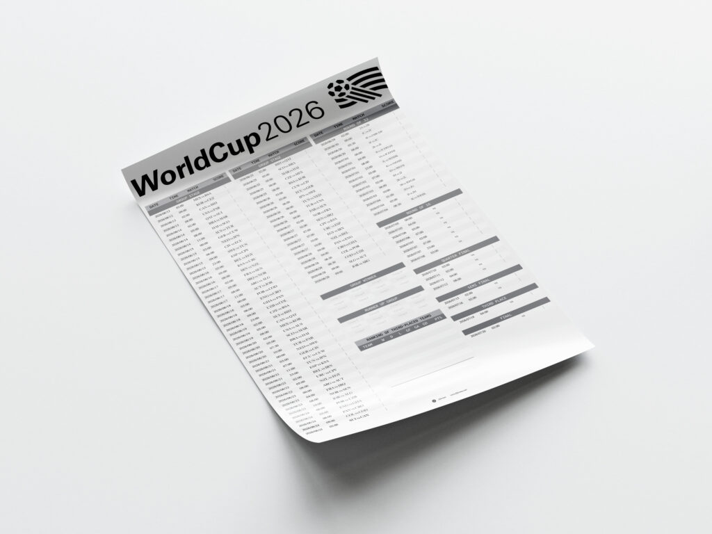 Free Download Schedule World Cup 2026 printable poster with full fixtures and knockout bracket.