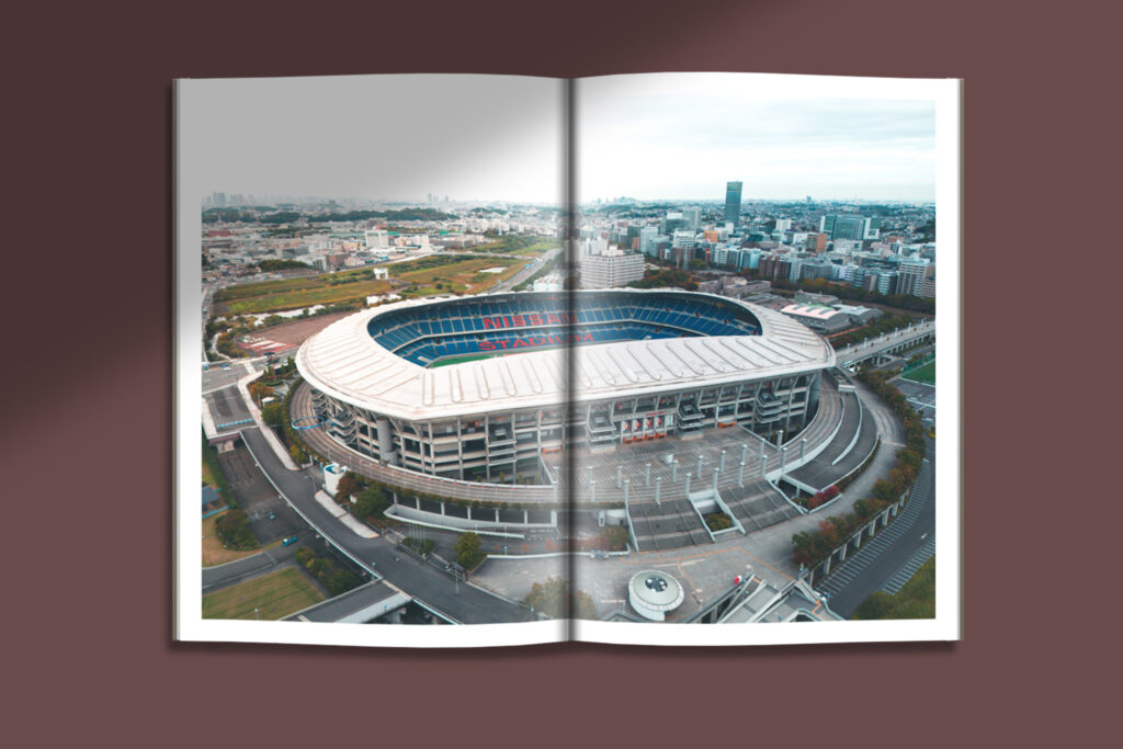 Aerial view of Nissan Stadium in Yokohama Japan